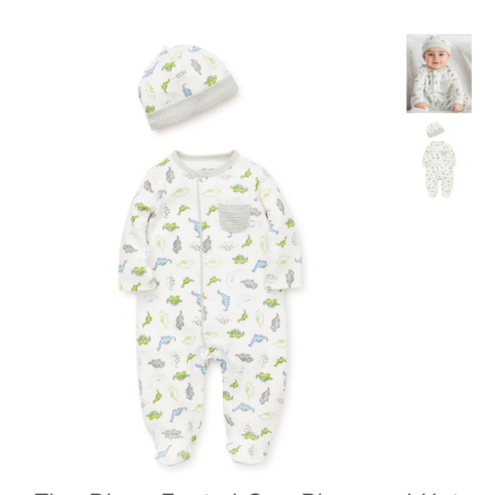 Little me, Tiny Dinos Footed One-Piece and Hat, 6months